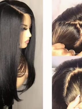 NEW Sleek Black Straight Lace Front HUMAN HAIR Wig  - Natural-Looking Hairline